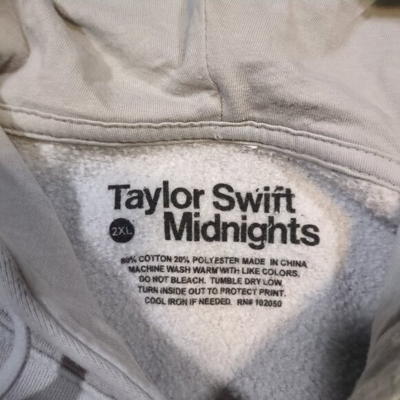 Taylor Swift Midnights Hoodie Sweatshirt Draw the Cat Eye Gray Adult 2XL XXL - Picture 2 of 8
